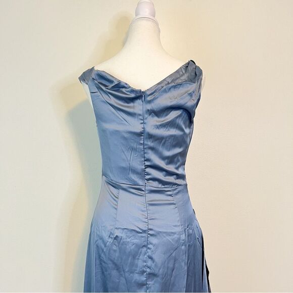 Babyboo Juliene Satin Maxi Dress in Dusty Blue NEW Size Medium - Picture 9 of 13